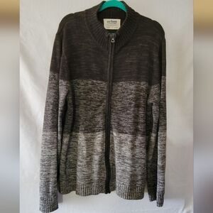 Urban Pipeline Size XL Black & Gray Full Zip Mock Neck Striped Sweater C…